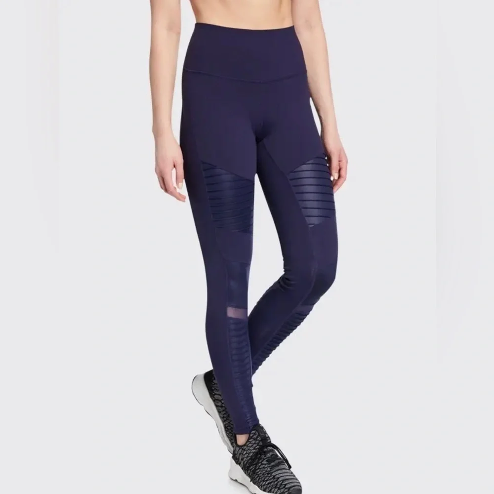 Alo YOGA High-Waist Moto Sport Leggings with Mesh Panels